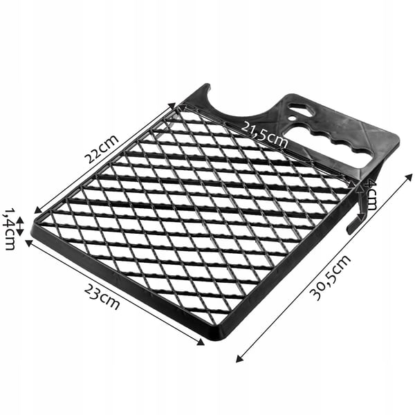 Malerrist til spand - Malerrullegitter - 230×305 mm - Til 20 cm rulle - Med spandekrog - Sort