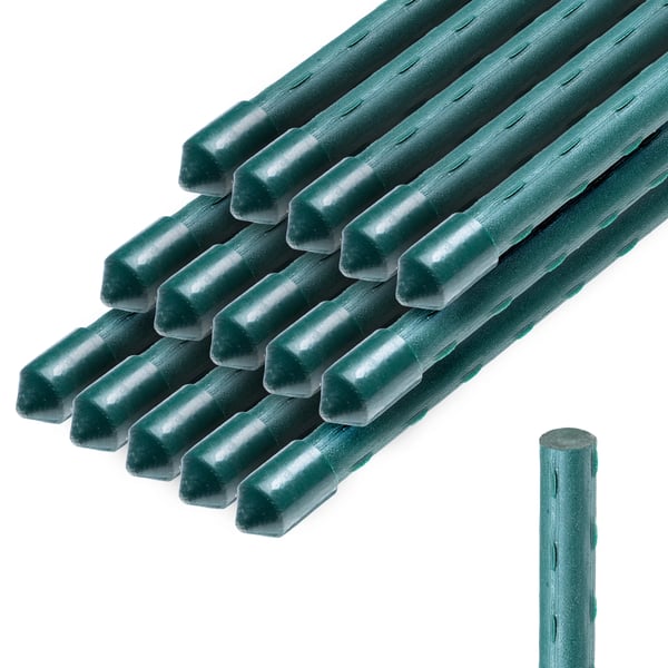 Växtstöd - Stödjepinnar - 180 cm - Stål, plastbelagda - För tomater & klätterväxter - 15-pack - Återanvändbara