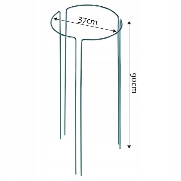 Plante- og blomsterstøtte - Ringstøtter i metal - Sæt 6 stk - Højde 3×90 cm + 3×115 cm - Robust - Stor model - Grøn