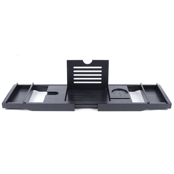 Badkarsbricka i bambu - Utdragbar badkarscaddy - 75–110 cm - Max 5 kg - Svart