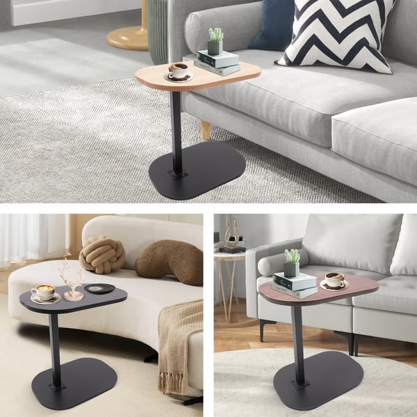 Justerbart C-formet sidebord, højde 17,7–31,5 tommer, 360° roterende bordplade, til seng/sofa, blå