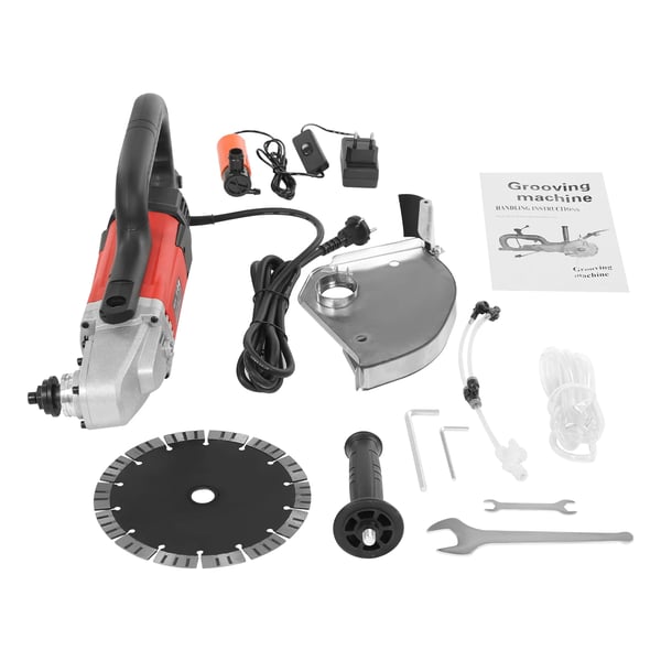 Elektrisk betonsav - Diamant rundsav - 2700 W - 21 cm klinge - EU-stik - Til beton/armeringsjern/sten/granit - Rød/sort