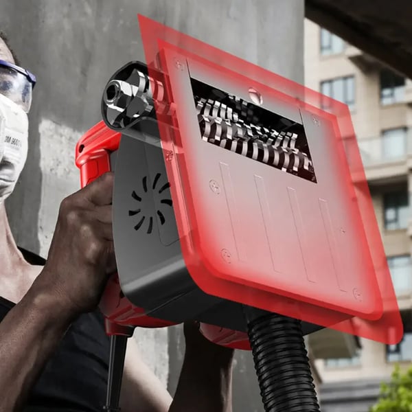 Renoveringsfræser/Betonfræser - Vægplaner - 220V - 1680W - 16 cm fræsebredde - 3000 omdr./min - Højde 1–4 mm - 24,5×22×16,5 cm - Rød