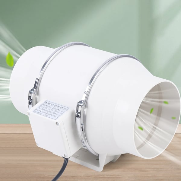Udsugningsventilator 220V, HF-100 kanalventilator, stille 2600 rpm, hvid, til køkken/badeværelse/toilet