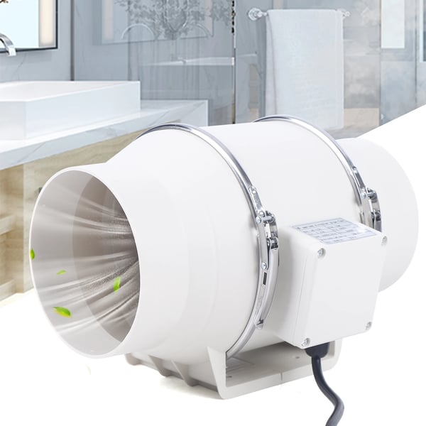 Udsugningsventilator 220V, HF-100 kanalventilator, stille 2600 rpm, hvid, til køkken/badeværelse/toilet