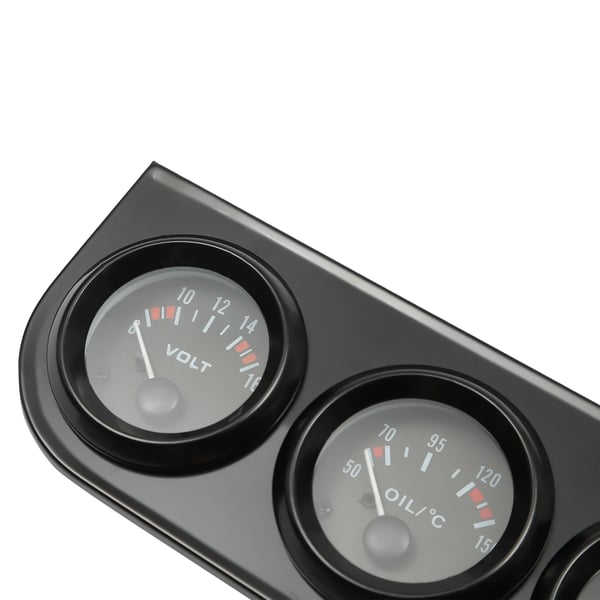 Bil Trippelmåler - 3-i-1 Målersæt - 52 mm - 12V Universal - Voltmeter 8–16V - Olietemperatur 50–150°C - Olietryk 0–7 kg - Sort