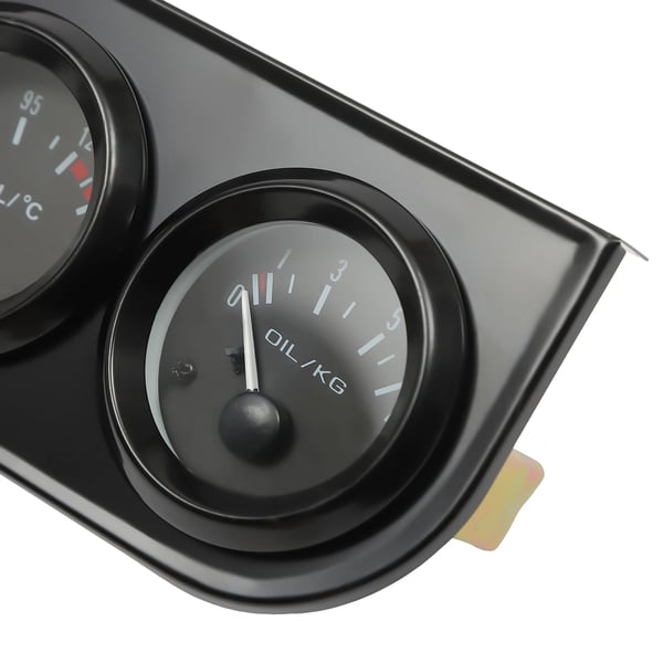 Bil Trippelmåler - 3-i-1 Målersæt - 52 mm - 12V Universal - Voltmeter 8–16V - Olietemperatur 50–150°C - Olietryk 0–7 kg - Sort