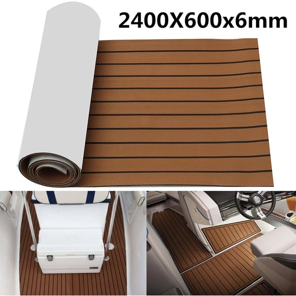 EVA veneen kansimatto - Teak-look/keinoteakki - 2400×600×6 mm - Itsekiinnittyvä - Luistamaton - Merikäyttö - Beige