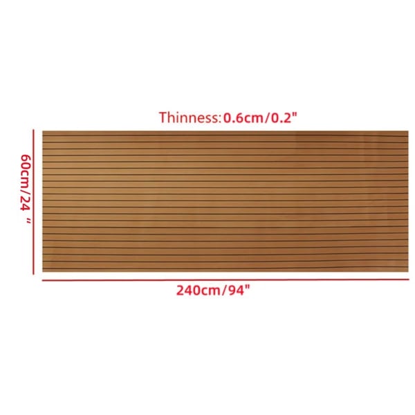 EVA veneen kansimatto - Teak-look/keinoteakki - 2400×600×6 mm - Itsekiinnittyvä - Luistamaton - Merikäyttö - Beige