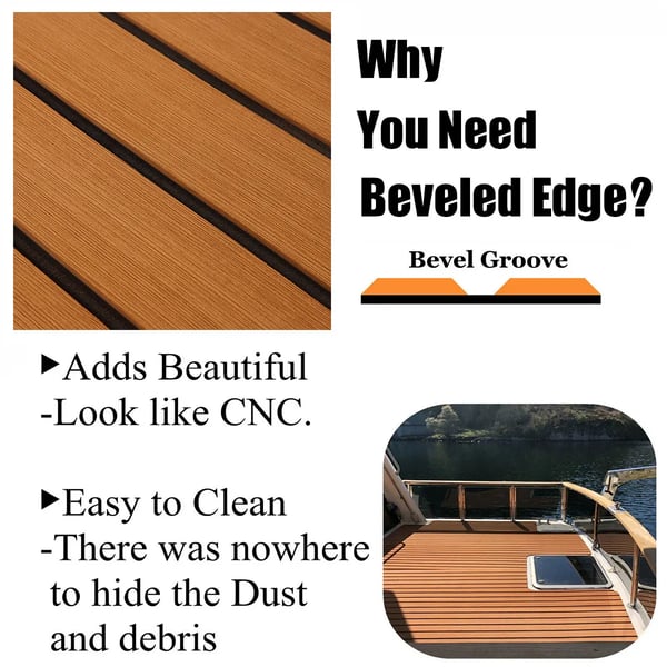 EVA veneen kansimatto - Teak-look/keinoteakki - 2400×600×6 mm - Itsekiinnittyvä - Luistamaton - Merikäyttö - Beige