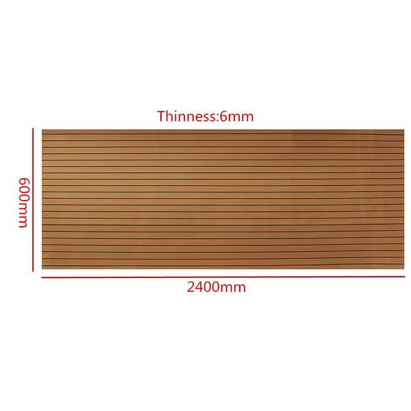 EVA veneen kansimatto - Teak-look/keinoteakki - 2400×600×6 mm - Itsekiinnittyvä - Luistamaton - Merikäyttö - Beige