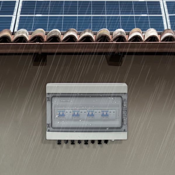 PV DC kombineringsboks til solpaneler - 4 ind/4 ud - 1000 V DC - 4 strenge - Vandtæt - ABS+PC+gummi - Hvid