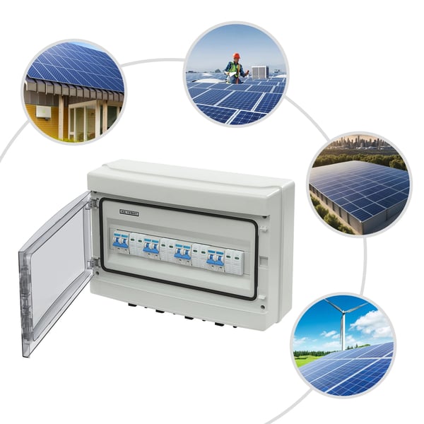 PV DC kombineringsboks til solpaneler - 4 ind/4 ud - 1000 V DC - 4 strenge - Vandtæt - ABS+PC+gummi - Hvid