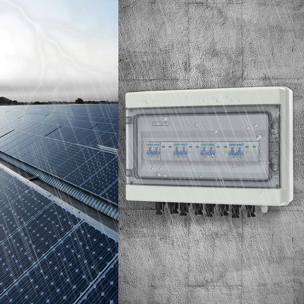 PV DC kombineringsboks til solpaneler - 4 ind/4 ud - 1000 V DC - 4 strenge - Vandtæt - ABS+PC+gummi - Hvid