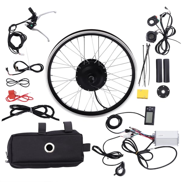 Elcykel ombygningssæt - Forhjul navmotor - 36V 350W - 50,8 cm hjul - LCD-display - PAS-sensor - Børsteløs - Sort