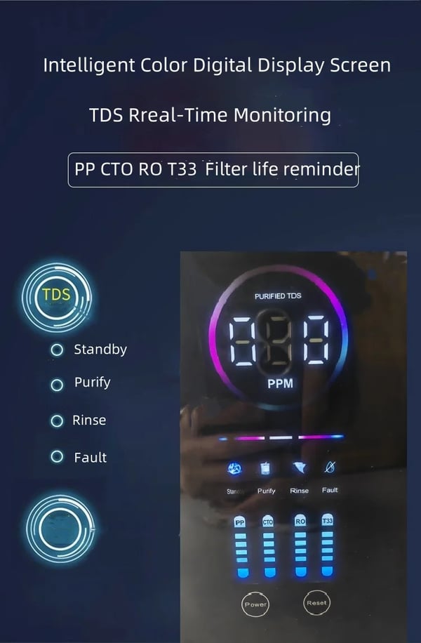 Vandrenser til køkken - RO omvendt osmose 600G - Flow 1,58 L/min - 2:1 afløbsforhold - Sænker TDS - Hane medfølger - CE-certificeret - Hvid
