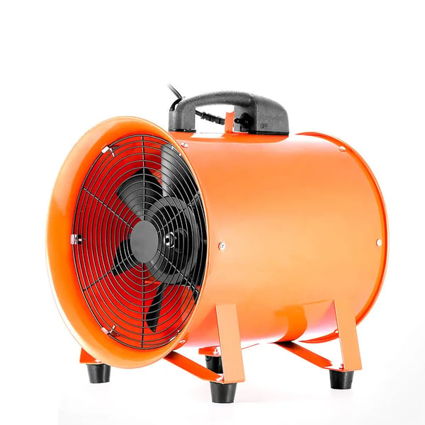 Aksialventilator, cylindrisk rørblæser til sprøjtekabine, 9,8'' med 10 m PVC-slange, orange