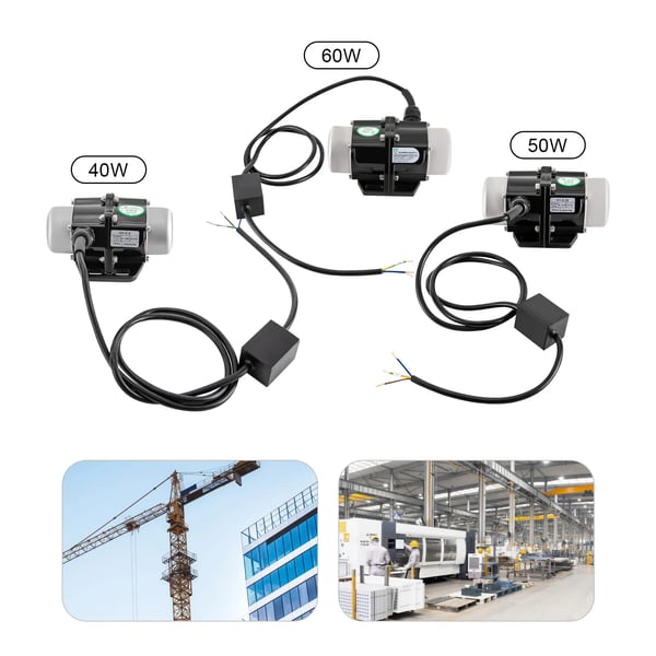 Vibrationsmotor - 40W 220V - 3000 o/min, 50Hz, IP65, 0,75 mm² kabel, Kobbervikling, Til mørtelsprøjter & små vibrationssigter - Sort