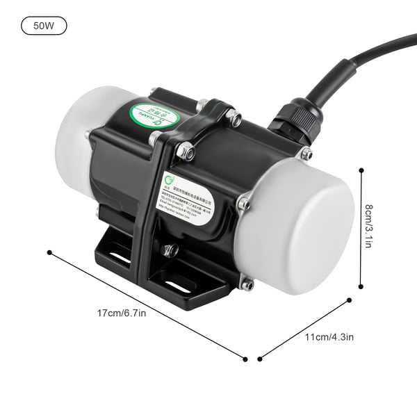 Vibrationsmotor/rystemotor - 50W 220V - 3000 rpm - IP65 - Alu-hus, kobbervikling - Til mørtelsprøjter og små vibrationssigter - Rød/Sort