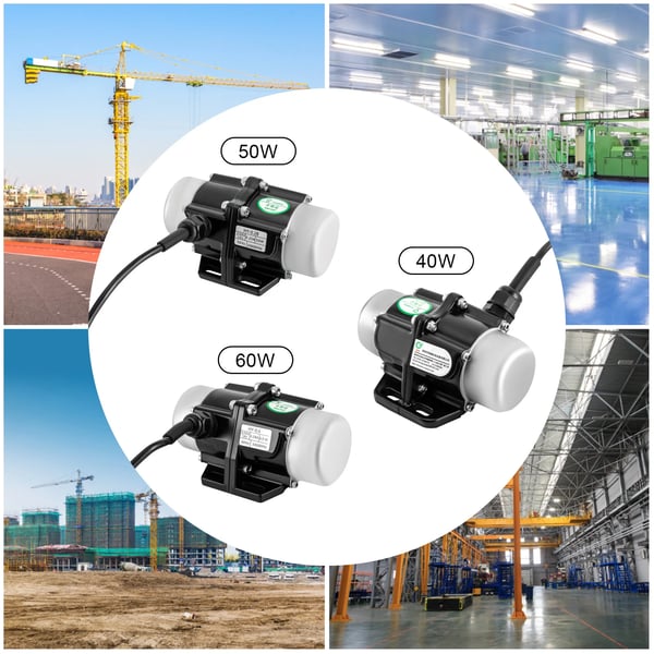 Vibrationsmotor - 40W 220V - 3000 o/min, 50Hz, IP65, 0,75 mm² kabel, Kobbervikling, Til mørtelsprøjter & små vibrationssigter - Sort