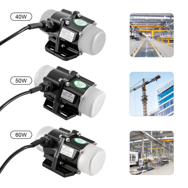 Vibrationsmotor - 40W 220V - 3000 o/min, 50Hz, IP65, 0,75 mm² kabel, Kobbervikling, Til mørtelsprøjter & små vibrationssigter - Sort