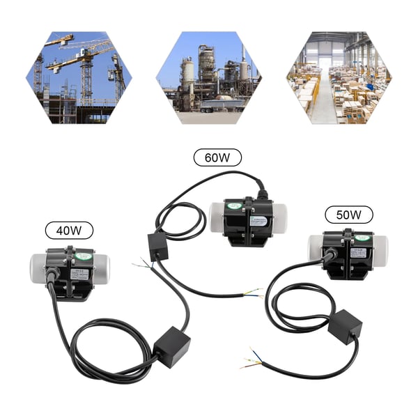 Vibrationsmotor - 40W 220V - 3000 o/min, 50Hz, IP65, 0,75 mm² kabel, Kobbervikling, Til mørtelsprøjter & små vibrationssigter - Sort