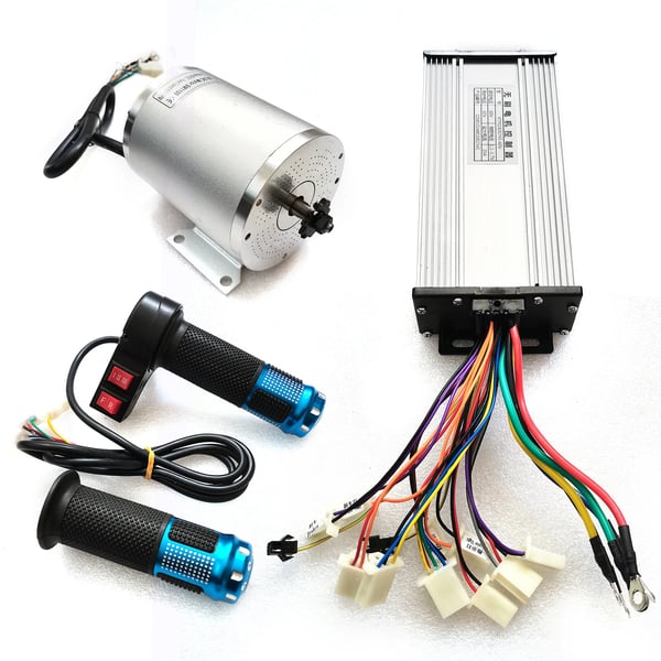 BLDC-motorsæt 60V 2000W, børsteløs DC-motor 4300 o/min, 3-trins controller & universalt gashåndtag, DIY-konvertering, sølv