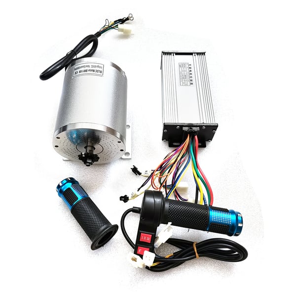 BLDC-motorsæt 60V 2000W, børsteløs DC-motor 4300 o/min, 3-trins controller & universalt gashåndtag, DIY-konvertering, sølv
