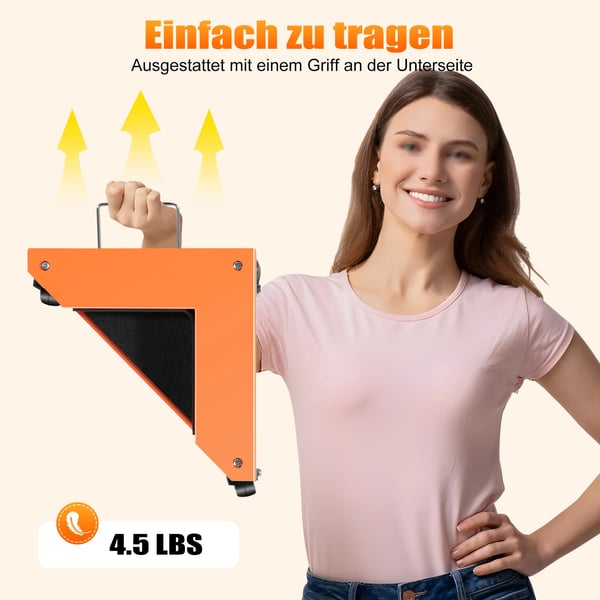 Møbelruller - Hjørne-dolly 4-pak - Højkulstofstålramme - PU-hjul - Maks 650 kg - Orange