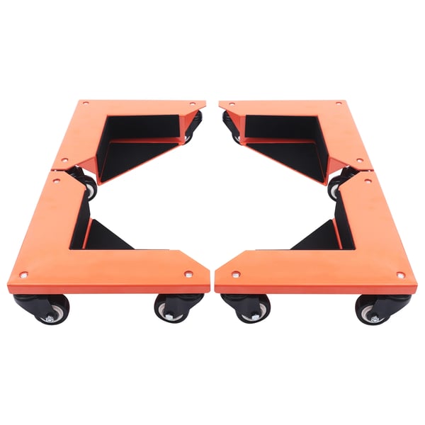 Møbelruller - Hjørne-dolly 4-pak - Højkulstofstålramme - PU-hjul - Maks 650 kg - Orange