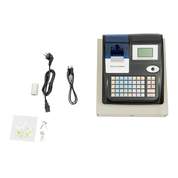 Elektronisk kasseapparat - Kassesystem - Til små virksomheder - LED-dobbeltdisplay - Kasseskuffe - 36 Afdelinger - 100–240 V Netstrøm