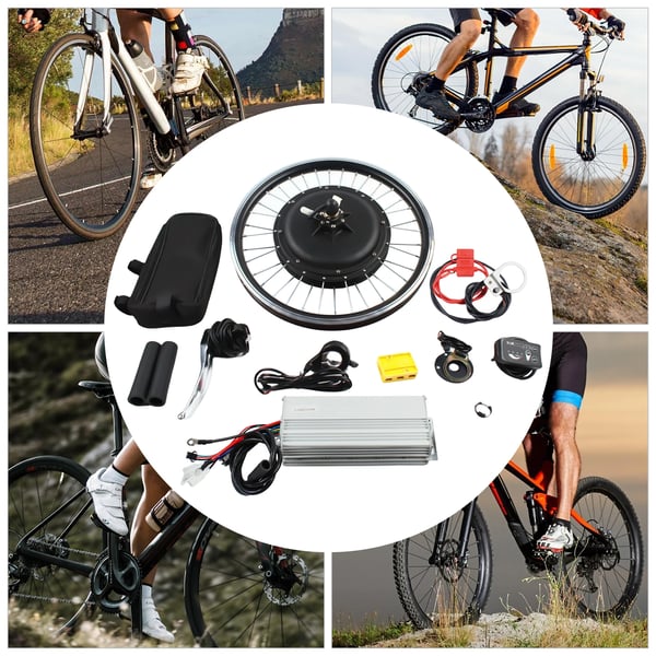 Elcykel ombygningssæt, baghjul 20 tommer, 48V 1000W, LED-display, børsteløs controller, sort