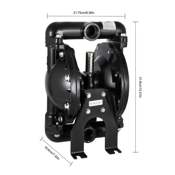 QBY4-25L, luftdrevet dobbeltmembranpumpe, 1" ind-/udløb, 35 GPM (132 l/min), 120 PSI, 150°F (65°C), EU-version
