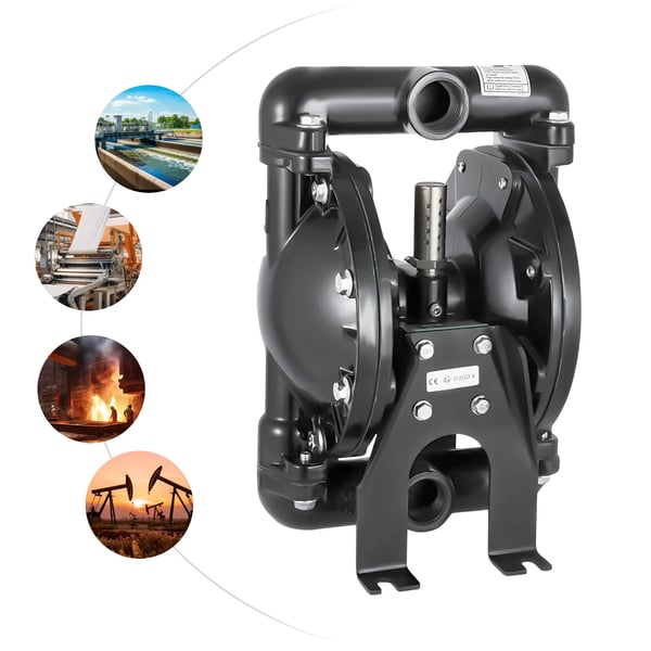 QBY4-25L, luftdrevet dobbeltmembranpumpe, 1" ind-/udløb, 35 GPM (132 l/min), 120 PSI, 150°F (65°C), EU-version