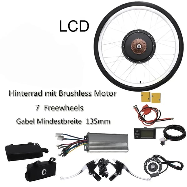 Elcykel hjulsæt for- og baghjul, dual-mode controller, LCD-display, sikker kørsel
