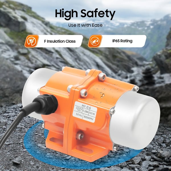 Vibrationsmotor, 60 W 1-faset asynkronmotor, selvkølende, til industrielle anvendelser, gul