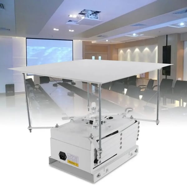 Projektorbeslag - Loftbeslag med elektrisk lift - Sammenklappeligt - Fjernbetjening - Maks 10 kg - Hvid