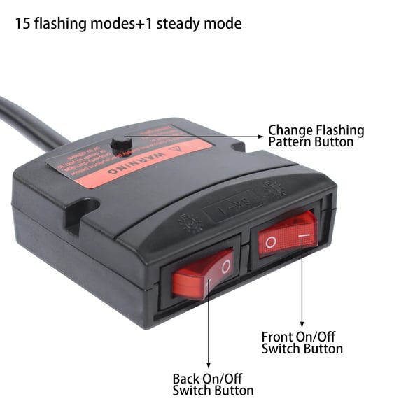 LED advarselslysbjælke - Strobe - 130 cm, 96 LED, 96W, 12–24V, 3000K, med kontrolboks - Ravgul