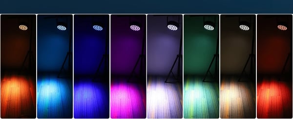 LED PAR-valo - Flat Par DMX512 - 27×8W RGBW 4‑in‑1 - 216W - 8 kanavaa - Ääniohjaus & automaattinen - Master‑slave - EU‑pistoke 90–240V