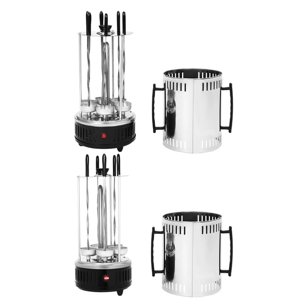 Vertikal elgrill SW-6, 1000 W, rostfritt stål, automatisk rotisserie, 6 spett, rökfri, grå Vertikal elgrill SW-6, 1000 W, rostfritt stål, automatisk rotisserie, 6 spett, rökfri, grå
