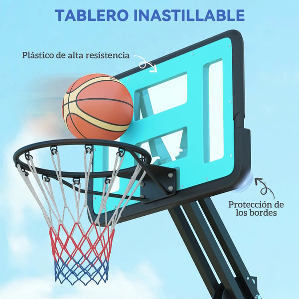 Basketställning - Basketkorg Utomhus - Justerbar Höjd 180–270 cm - Svart