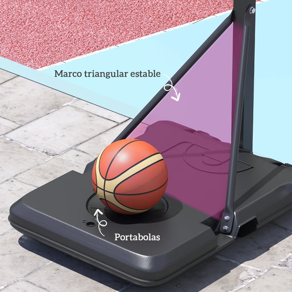 Basketställning - Basketkorg Utomhus - Justerbar Höjd 180–270 cm - Svart