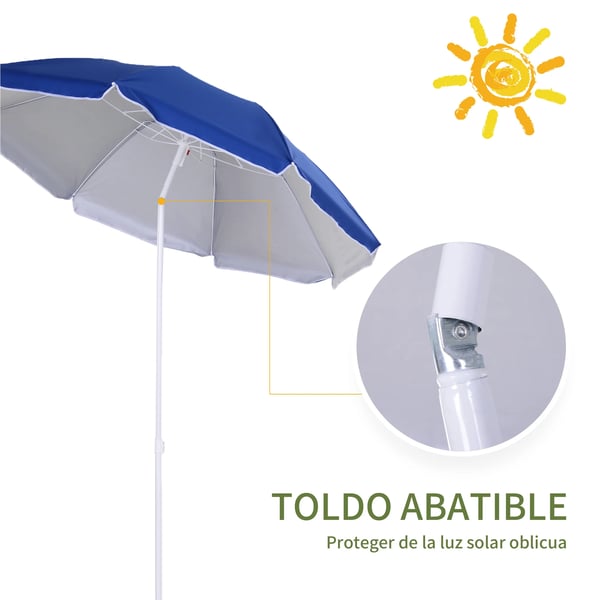 Strandparasoll - Solparasoll - Ø160 cm - UV-skydd - Vattentät - Stor - Blå