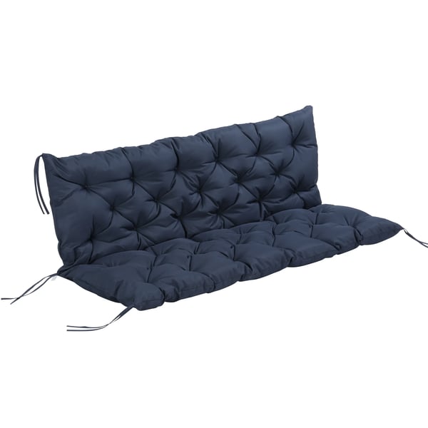 Bänkdyna med ryggstöd - 2-sits - 100×98×8 cm - Tryckavlastande - Fiberfyllning - 100% Polyester - Blå