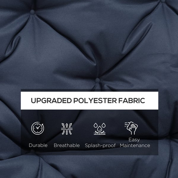 Bänkdyna med ryggstöd - 2-sits - 100×98×8 cm - Tryckavlastande - Fiberfyllning - 100% Polyester - Blå