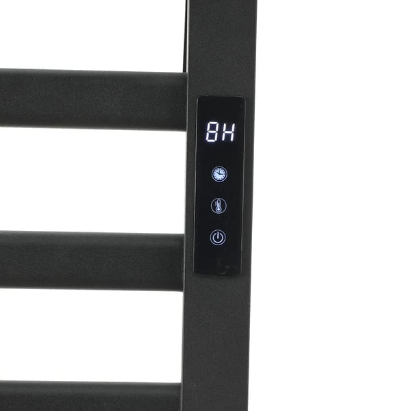 Elektrisk håndklædetørrer - Håndklædevarmer - Væghængt - Temperatur- og tidsstyring - 220 V - Aluminiumlegering - CE-godkendt - Sort