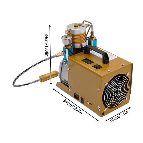 PCP luftkompressor - Højtrykskompressor - 300 bar (30 MPa) - 1,8 kW - 220V EU-stik - Automatisk stop - Olie-vand-separator & manometer - Bærbar