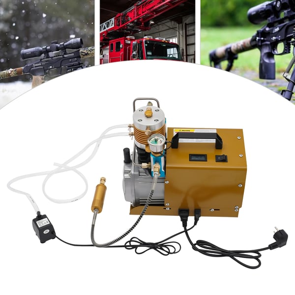 PCP luftkompressor - Højtrykskompressor - 300 bar (30 MPa) - 1,8 kW - 220V EU-stik - Automatisk stop - Olie-vand-separator & manometer - Bærbar