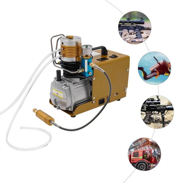 PCP luftkompressor - Højtrykskompressor - 300 bar (30 MPa) - 1,8 kW - 220V EU-stik - Automatisk stop - Olie-vand-separator & manometer - Bærbar