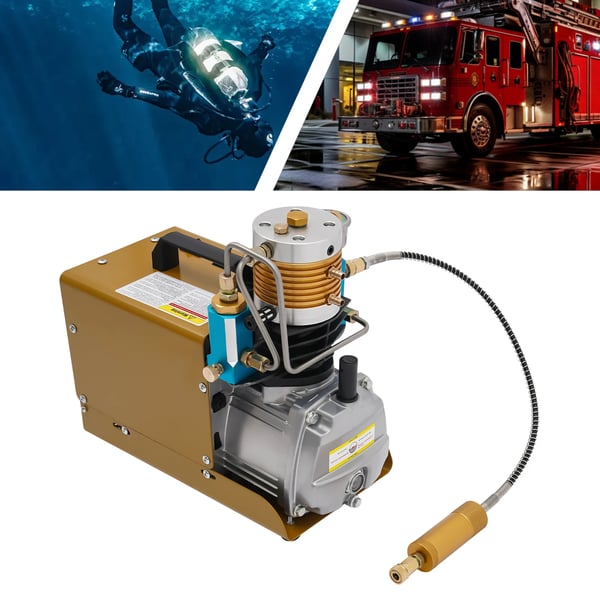 PCP luftkompressor - Højtrykskompressor - 300 bar (30 MPa) - 1,8 kW - 220V EU-stik - Automatisk stop - Olie-vand-separator & manometer - Bærbar